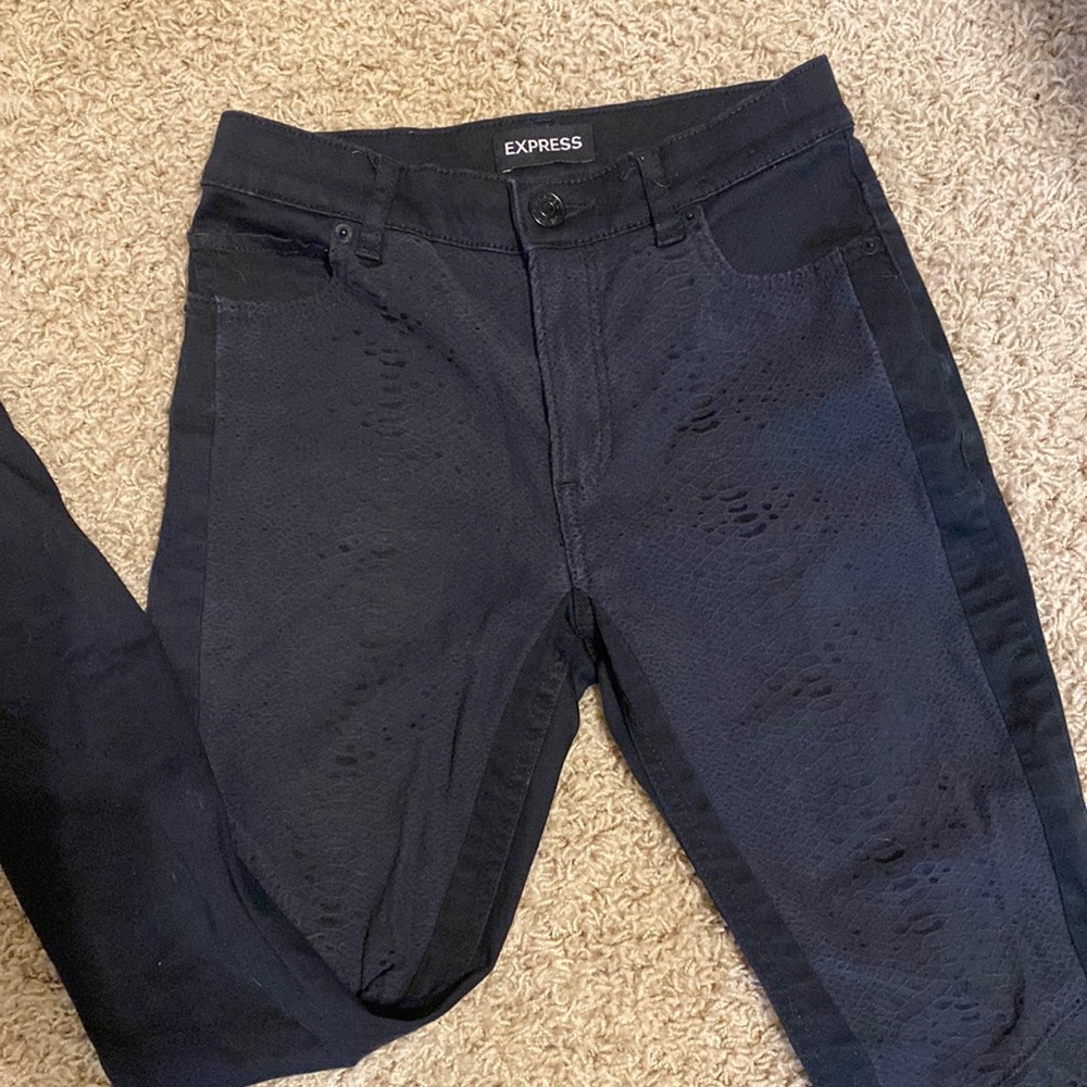 Express snakeskin front jeggings